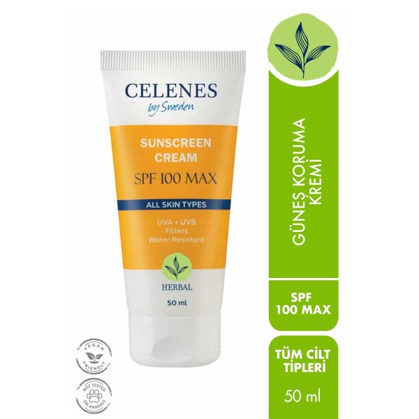 Celenes by Sweden Celenes Herbal Güneş Koruma Kremi 100 Max Spf 50ml / Tüm Cilt Tipleri 7350104248260
