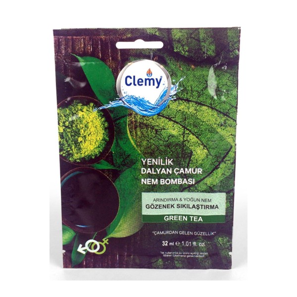 Clemy Yeşil Çay Dalyan Çamur Maske Tek Kullanım 32ml
