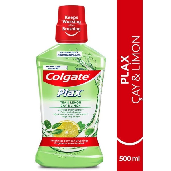 Colgate Plax Çay Ve Limon Plağa Karşı Alkolsüz Ağız Bakım Suyu 500ml