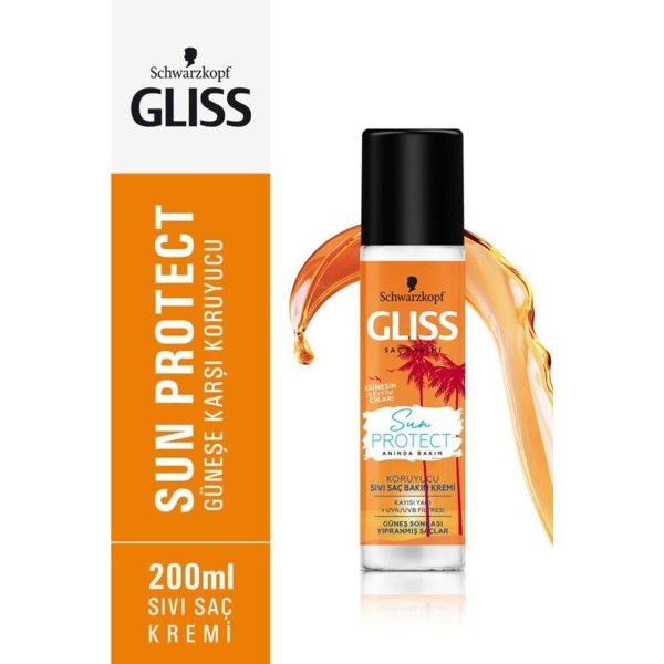 Gliss Schwarzkopf Sun Protect Güneşe Karşi Koruyucu Durulanmayan Sivi Saç Kremi 200 Ml