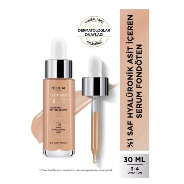 L'Oreal Paris L'oréal Paris True Match Nude Serum Fondöten 3-4 Light Medium 3600523989911