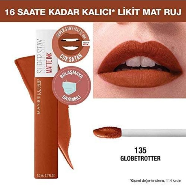 Maybelline New York Likit Mat Ruj  135 Globe Trotter