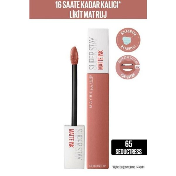 Maybelline New York Super Stay Matte Ink Unnude Likit Mat Ruj - 65 Seductress - Nude